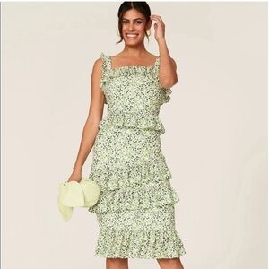 Alexia Admor Liv Floral Midi Dress Green White